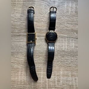 Ladies vintage black leather watches - Pulsar & Armitron